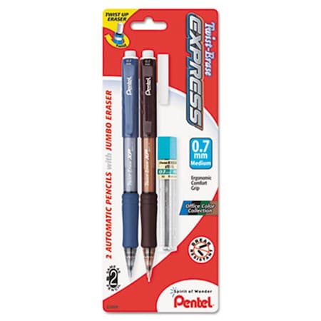 Pentel Twist-Erase EXPRESS Mechanical Pencil 0.7 mm 2 per Set QE417LEBP2